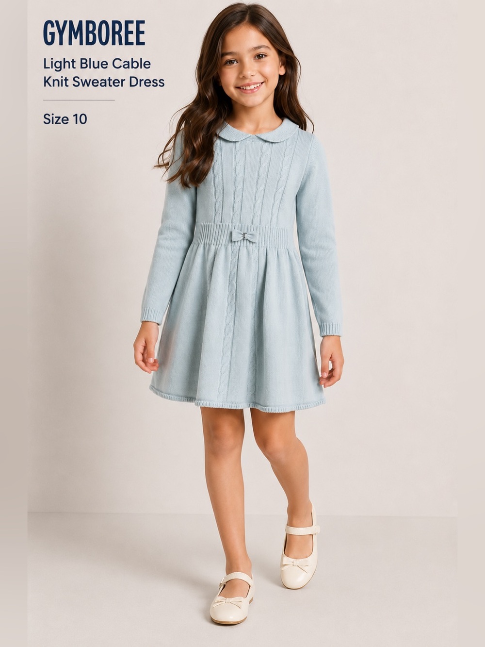 Gymboree Light Blue Cable Knit Sweater Dress Girls Size 10